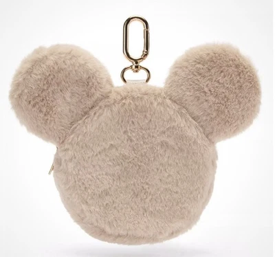 Disney Mickey Mouse Icon Plush Coin Purse Bag Charm Mocha NEW WITH TAGS - Image 1 of 4