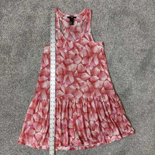 H&M Dress Womens XS Abstract Print Sheer Ruffle Hem Summer Casual Flowy Tank - Picture 7 of 9