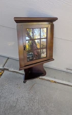 Vintage Bombay Company Mahogany Wall Corner Curio Cabinet Cupboard Shelf H47