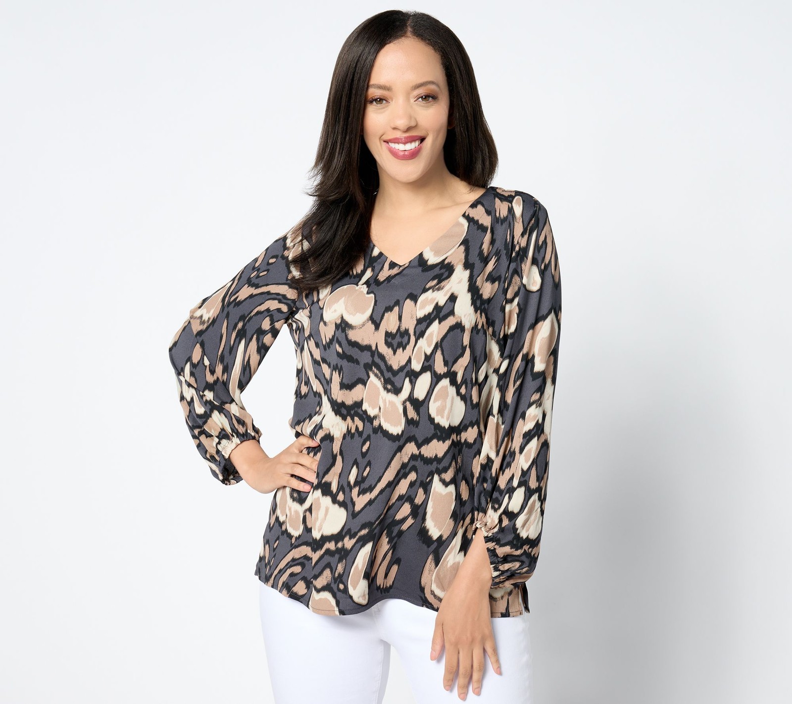 Belle by Kim Gravel Women's Top Sz 2XS (XXS) Wild Side Drama Black A647868