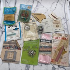Assorted Vintage Sewing and Craft Supplies Some Still in Packaging