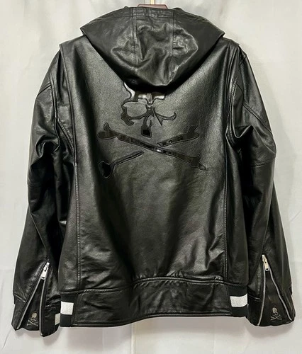 Rare Mastermind Japan MMJ Lambskin Leather Hoodie Size-XL Made in Japan 🇯🇵 - product listing photo