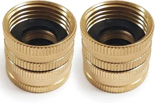 2 Pack 3/4" Brass Garden Hose Connector with Dual Swivel for Male Hose to Male H