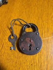 Vintage Strong Brand Lever Padlock With Key that Works 