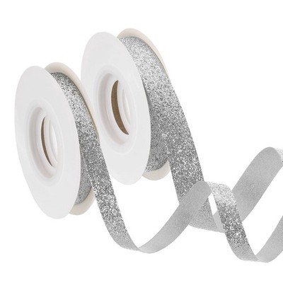 2 Stück 10 Yards 2 Größen Glitzerband für Geschenk, Randband geschnitten versilbert