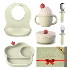 Silicone Baby Feeding Set, 6 Piece Baby Dinnerware Silicone Baby Feeding Set,...