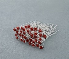 Set of Red Crystal Silver Metal Bobby Pins Bridal Hair Accessories Hairpins