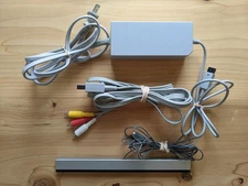 Genuine Nintendo Wii Power Cord, AV Cable and Sensor OEM Original Bar Bundle Lot