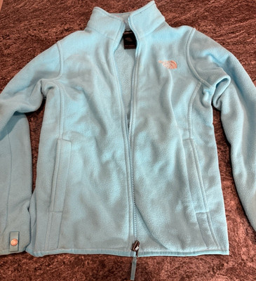 The North Face Girls Blue Fleece Full Zip Jacket w/ Pockets Logo Size M 10/12