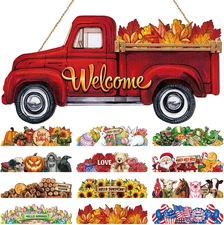 13 Pcs Interchangeable Welcome Sign Red Truck Decor Welcome Sign Rustic Farmhous