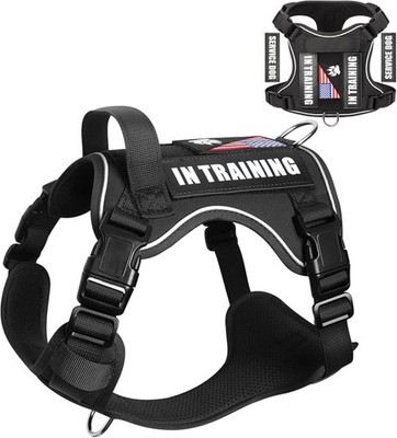 WINSEE Service Dog in Training Harness Vest Large Black Reflective No-Pull
