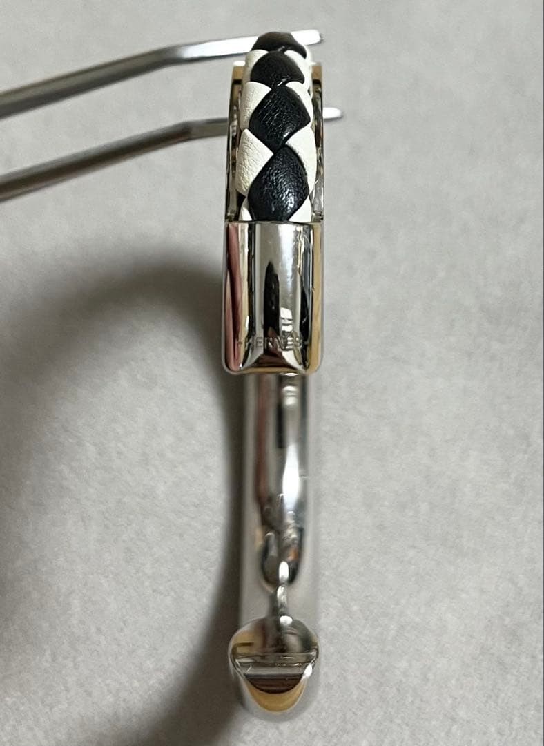 Hermes Kyoto Tresse Bangle Black White Pre owned 4.9 in Wrist Size thumbnail 12