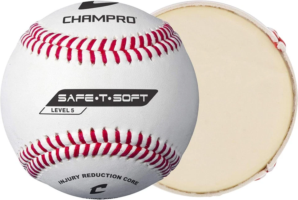 Bolas de beisebol Champro CBB-65 9” Safe-T-Soft nível 5 (30 bolas) e balde preto - Imagem 3 de 4