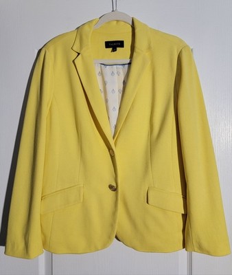 Talbots Blazer Women's 16 Yellow Knit Anchor Lined Crest Buttons Nautical Career