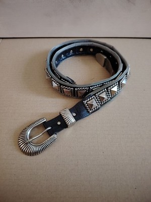 Nanni Vintage, Punk schwarzes Leder, silberfarbenes Metallgeflecht und Pyramidennieten '80