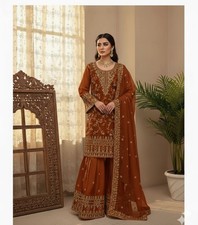 SALWAR KAMEEZ PAKISTANI INDIAN WEDDING PARTY WEAR DRESS BOLLYWOOD SUIT SHARARA