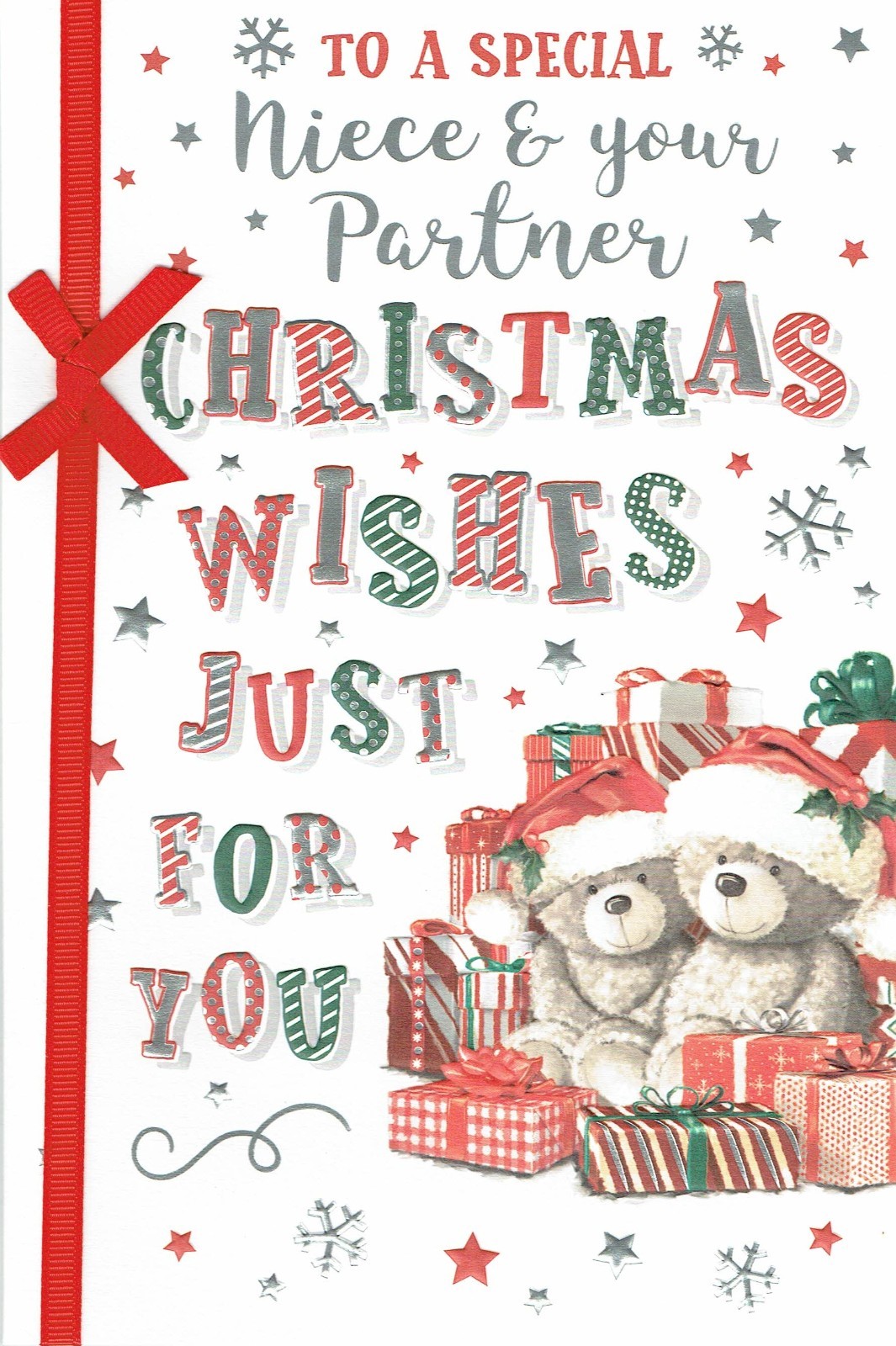 NIECE AND PARTNER CHRISTMAS CARD Quality  Cute Bears Design