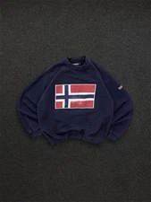 Napapijri Vintage 90s Made in Italy Super Boxy Fit Graphic Crewneck Sweatshirt