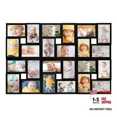  4×6 Collage Picture Frames,24 Opening Photo Collage Frame for Wall Black
