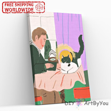 Paint By Numbers Kit Man Cat Abstract Draw Art Kids Wall Brush Decor Painting