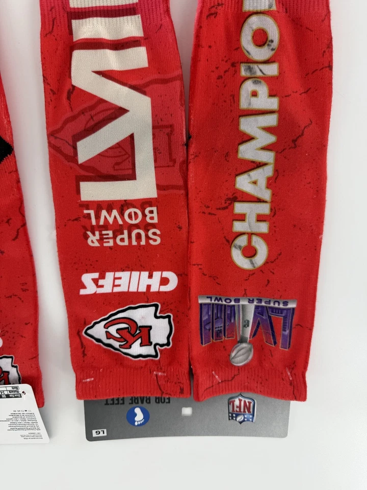 Kansas City Chiefs Super Bowl LVIII Champs Socks 2 Pairs Large Mens 10-13 - Image 4 of 4