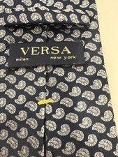 Versa Milan New York 100 Silk Handmade Navy Blue Tie