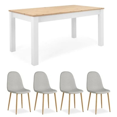 Ensemble Salle à Manger Gris | Table extensible 160x90 + 4 Chaises Homestyle4u - Photo 1/4