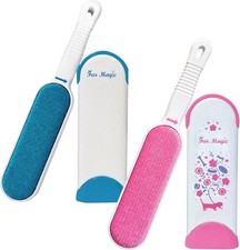 2 Fur Magic Pet Hair Remover Lint Brush With Self-Cleaning Base,