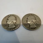 Lot (2) 90% Silver Quarters. 1941, 1951