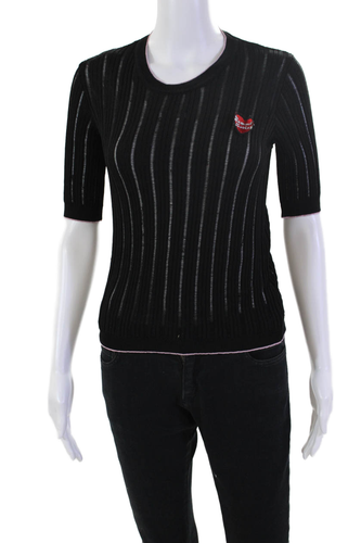 Maglione donna Pinko maniche corte girocollo estivo amorevole nero rosa taglia large