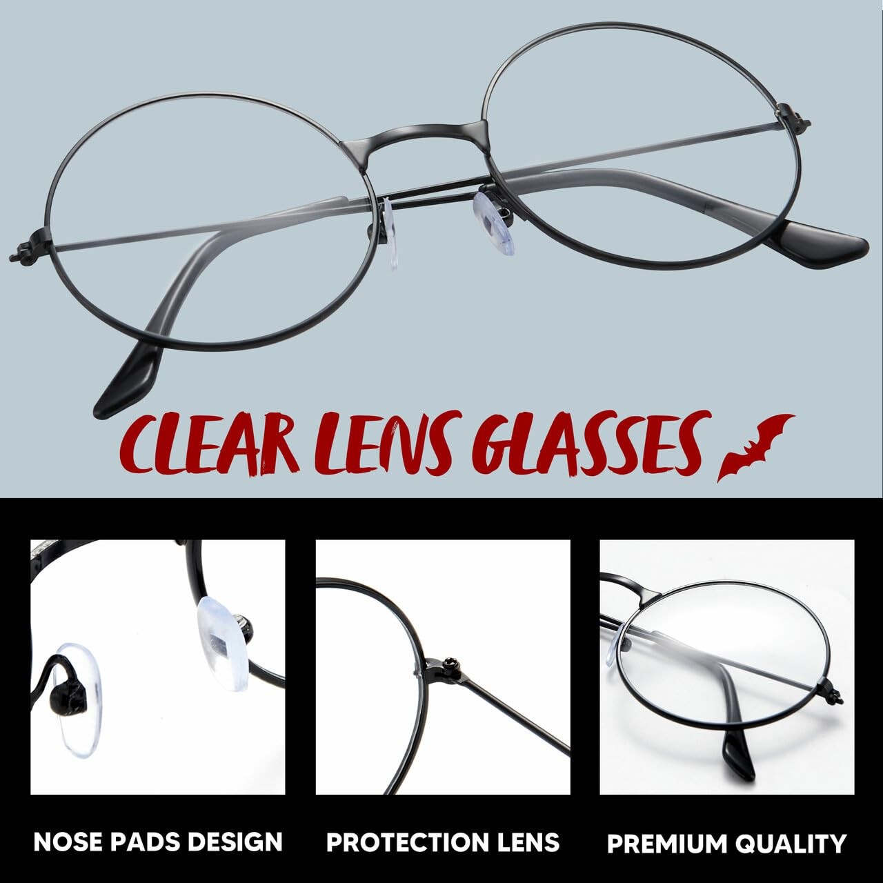 Wire. Message Halloween Black Wizard Glasses, Old Men Round Wire Costume Glasses ...