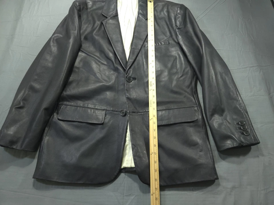 Blazer Daniel Cremieux Para Hombres Gris Medio Piel de Cordero Cuero Chaqueta Abrigo Dos Botones Foto 4 de 4