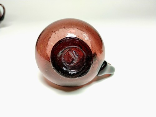 Vintage MCM Hand Blown Amethyst Glass 8 oz Mugs Set of 8 with Rough Pontil Marks - Picture 18 of 20