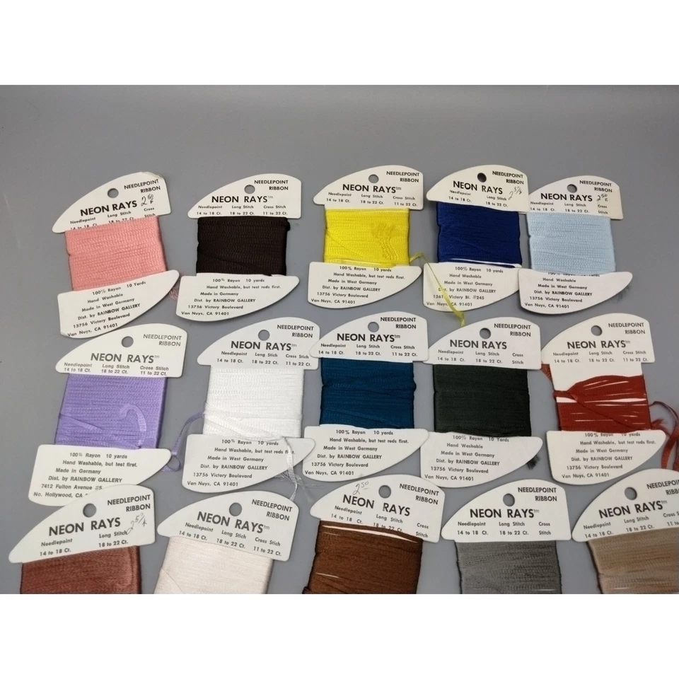 19x Needlepoint/Embroidery THREAD RAINBOW GALLERY Neon Rays rayon ribbon (3) - Image 3 of 4