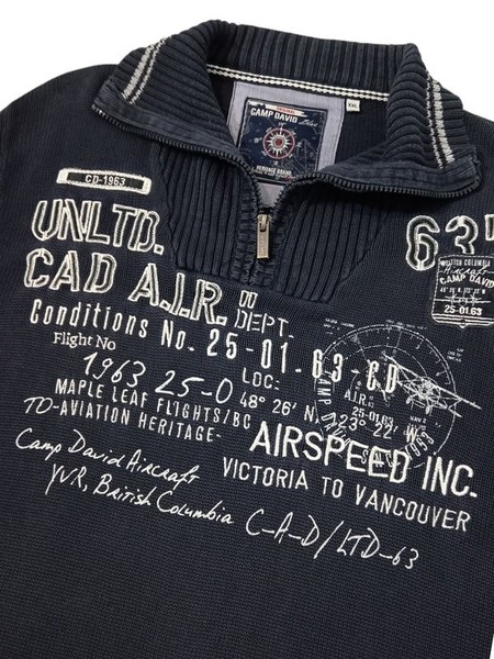 Men Camp David Sweater Navy Cotton 44 / XXL / 52