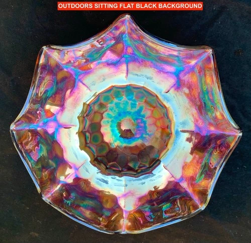 WM CARNIVAL RADIUM “DAISY SQUARES” PURPLE RUFFLED COMPOTE – VERY SCARCE!!!!