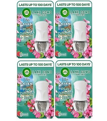 Air Wick Elektrisches Steckset, Comer See Dreams Halter & 1 Nachfüllpackung x4 Packungen