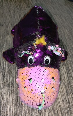 Flip A Zoo Plush Stuffed Geo Giraffe + Ava Hippo (Sequins Change) Rare! New