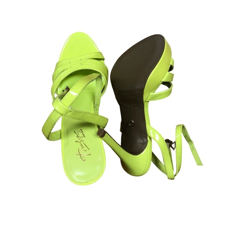 Thalia Sodi Womens Chancy Strappy Dress Sandal Lime Patent Pu Size 6.5 Pre Owned - Image 4 of 4