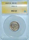 1915 P ANACS MS63 Buffalo Nickel