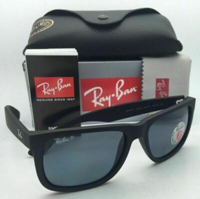 New Polarized RAY-BAN Sunglasses JUSTIN RB 4165 622/2V Black Frames &Blue Lenses