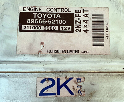 Toyota 89666-52100 2NZ-FE 4*4 A/T Ecu Ecm oem jdm used 211000-9980