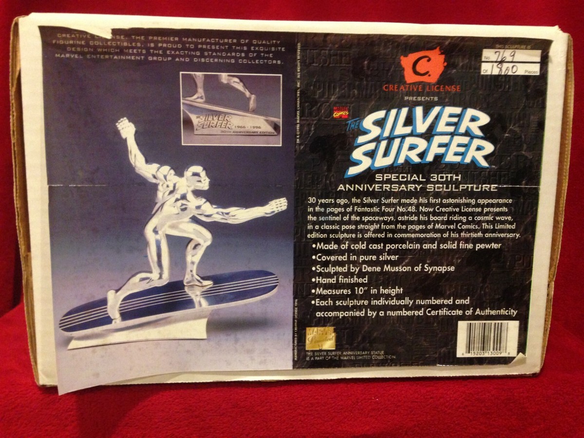 特撮 30th Anniversary Series SILVER SURFER 10&quot; Collector Figure 1997 NEW MARVEL 30TH ANNIVERSARY THE SILVER SURFER TOY BIZ