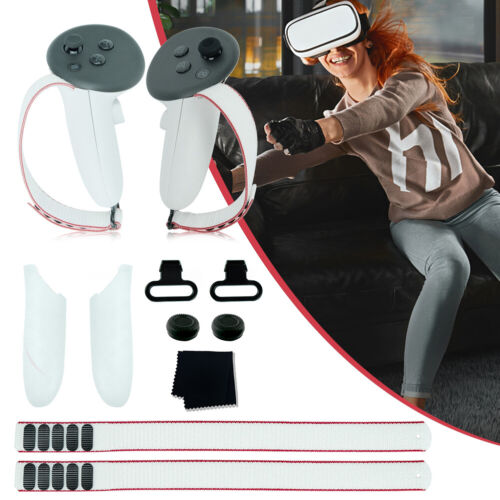 VR Controller Grips Battery Covers with Adjustable Straps Kit for Meta Quest 3 - Picture 10 of 12