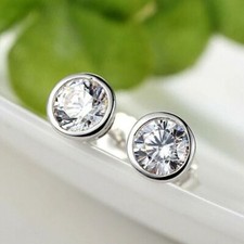 2Ct Round Cut Lab-Created Diamond Solitaire Stud Earrings 14K White Gold Plated
