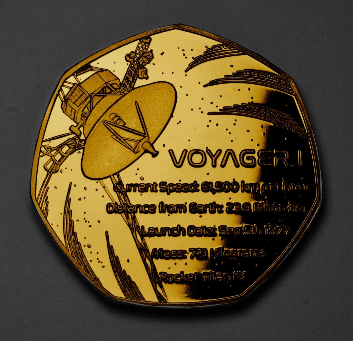 VOYAGER 1 SPACECRAFT 24ct Gold Commemorative. Golden Record. Space
