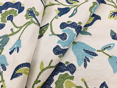 Stroheim Indienne Floral Weave Performance Fabric- Irwin Cobalt 3.60 yd 8336001