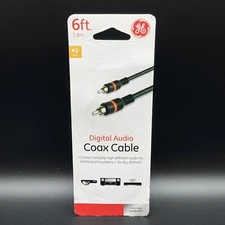 GE Coax Digital Audio Cable, 6ft, Composite Audio Cable for RCA AV, 34495 Black