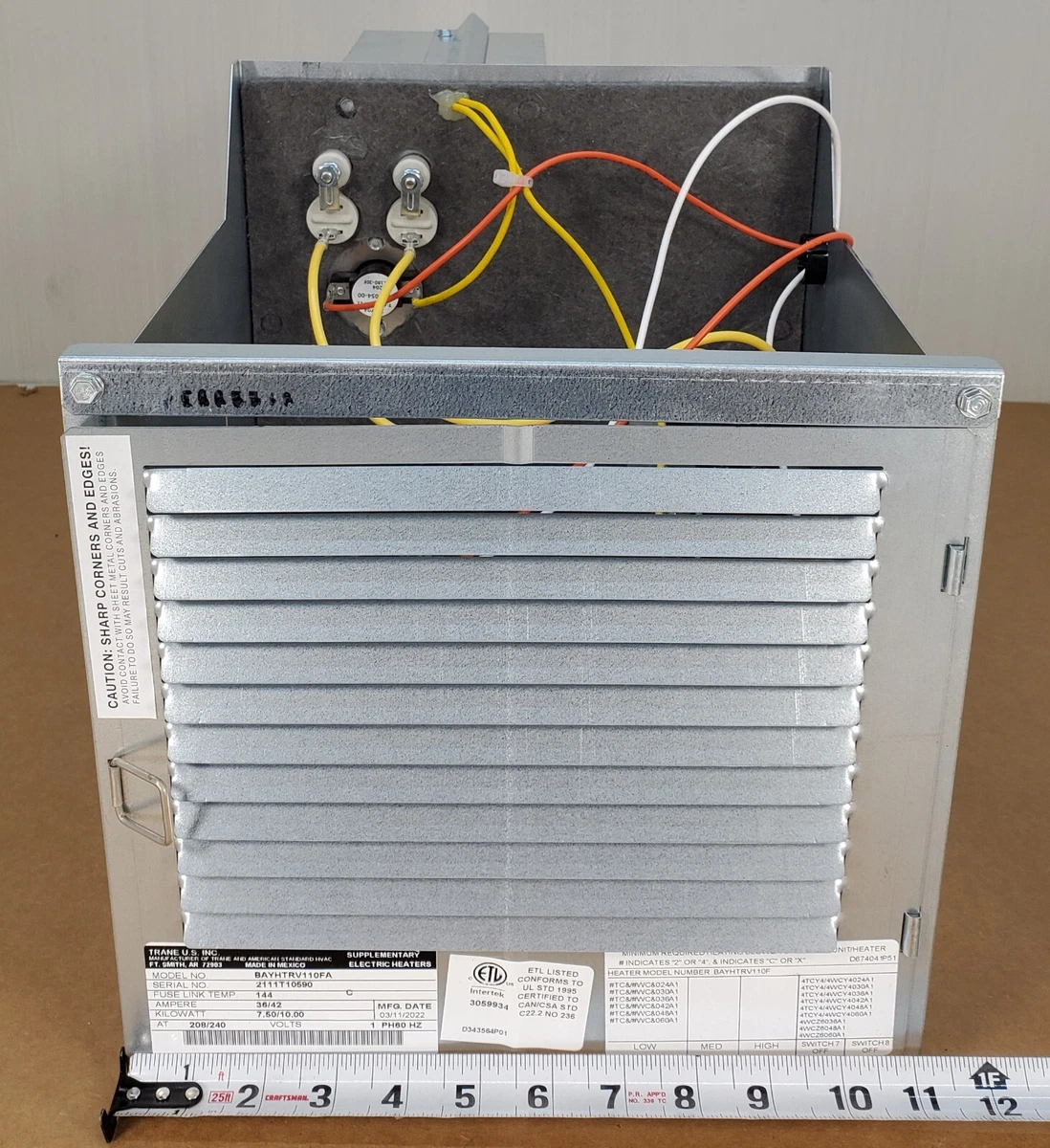 TRANE BAYHTRV110F Heat Kit or Heater 7.50 to 10.0 kW 208 240V 1 PH BAYHTR  V110F | eBay