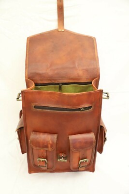 2 in 1 Brown Leather Backpack Men Adult Laptop Travel Vintage Hiking  Satchel Bag | eBay